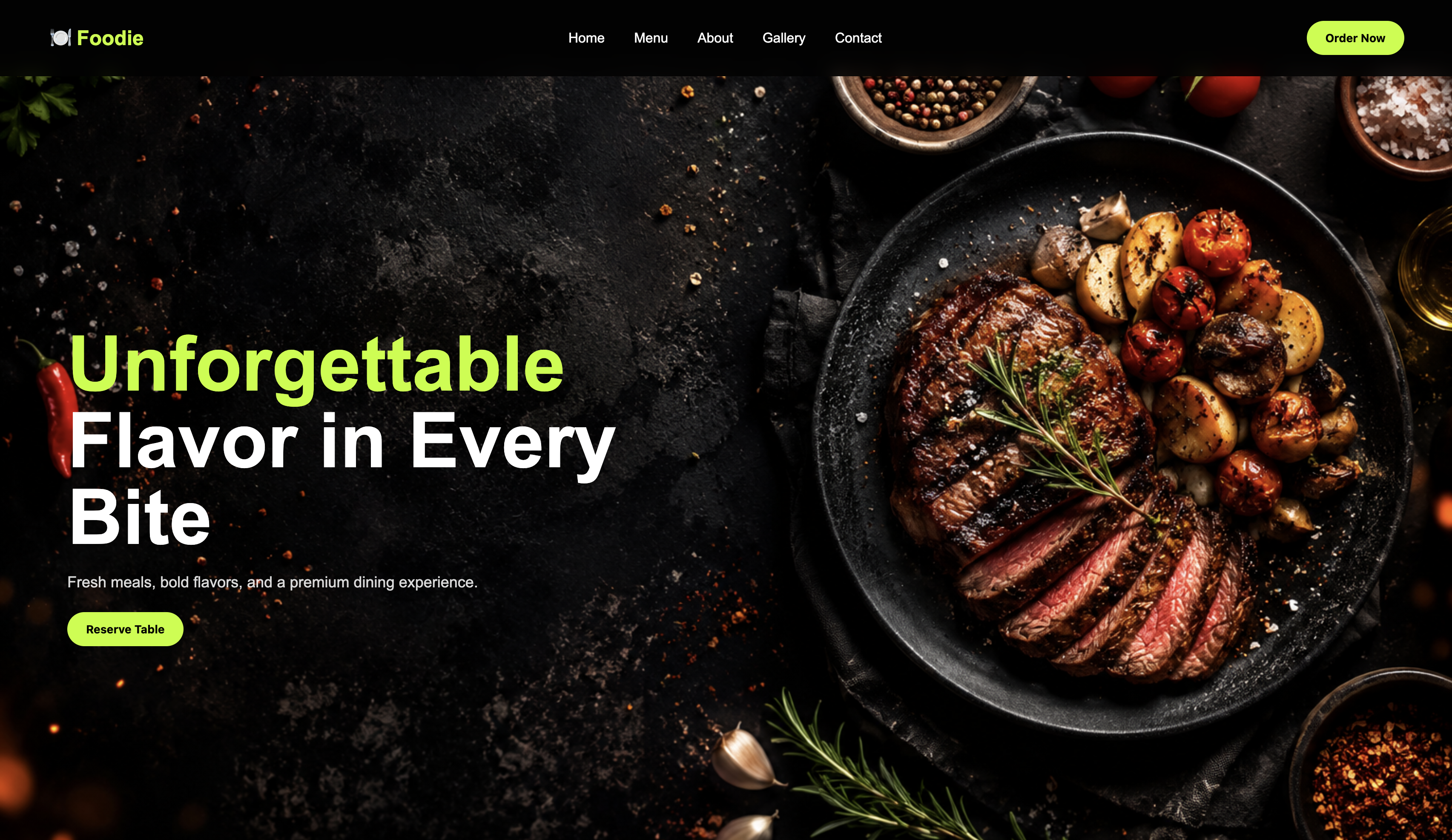 Foodie Restaurant website preview